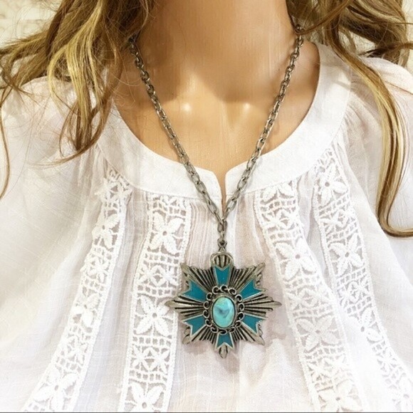 Vintage Statement Necklace Turquoise 12 Inch - Picture 2 of 8